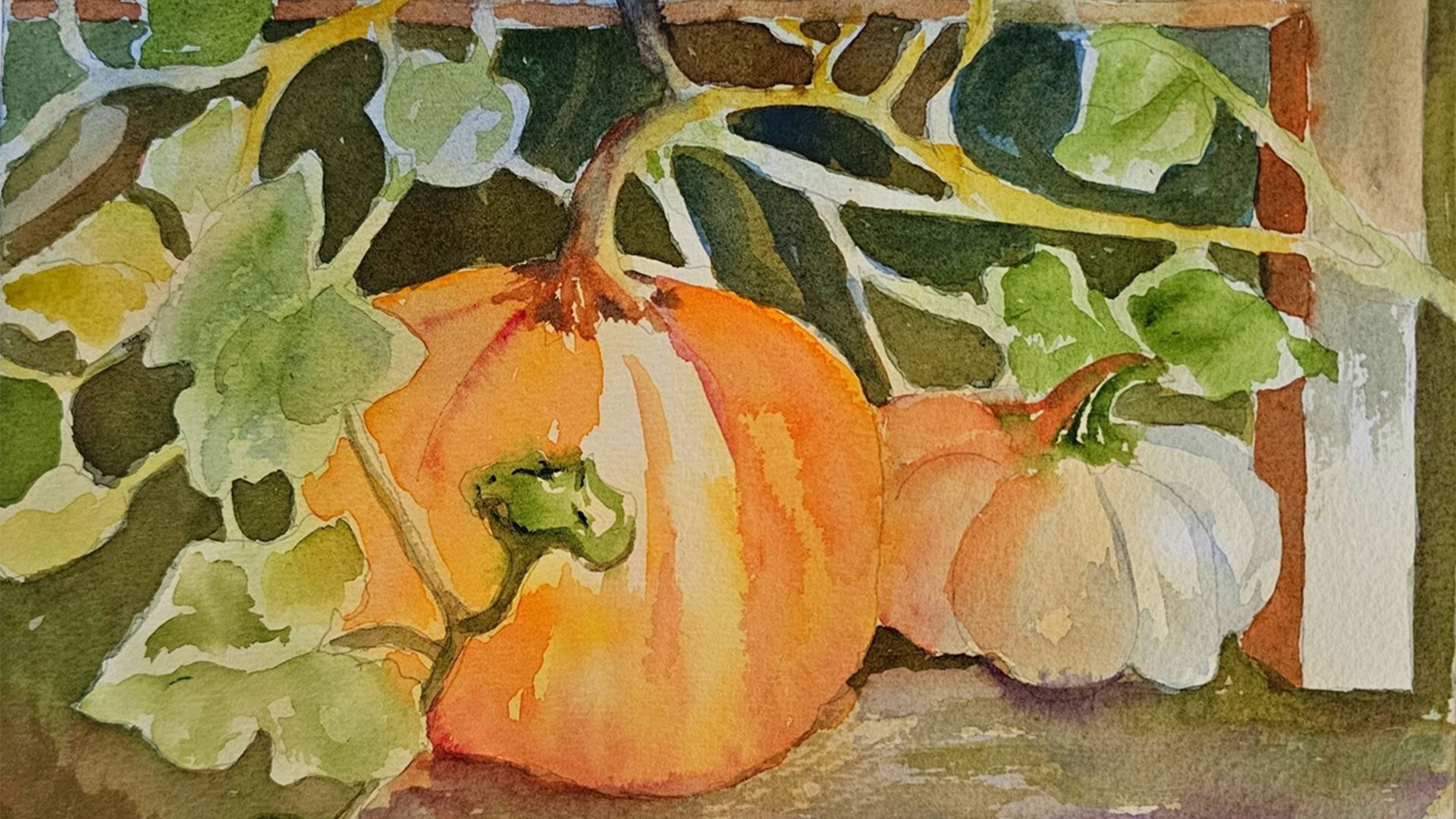 Beginning Watercolor Fall Pumpkins